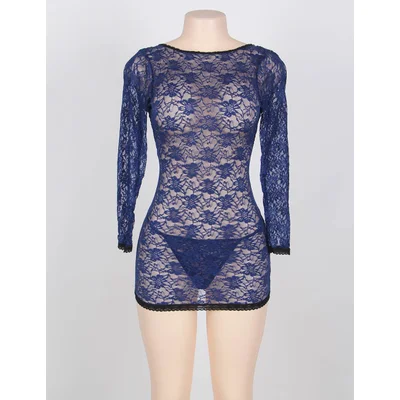 blue floral lace babydoll