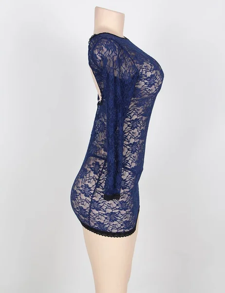 Blue Floral Lace Babydoll — image 2 of 4
