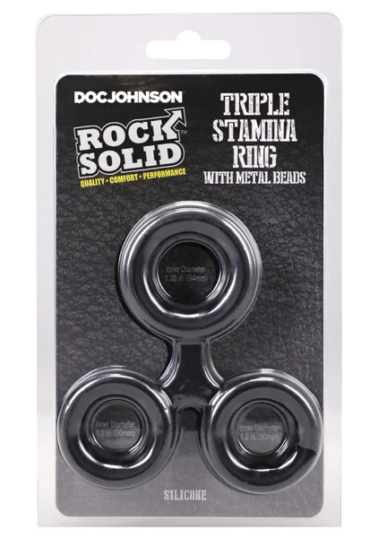 ROCK SOLID - Silicone Triple Stamina Ring with Metal Beads — image 2 of 2