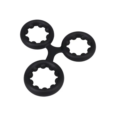 rock solid silicone triple stamina ring with metal beads