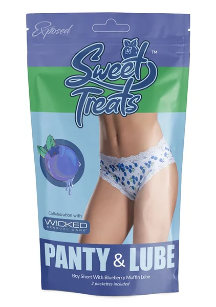 Sweet Treats Boy Short with Lube - Blueberry - Queen Size — image 3 of 3
