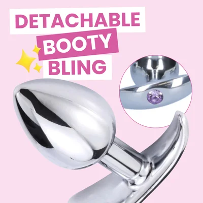 tapered metal butt plug with jewel detachable screw plug available in 3 sizes