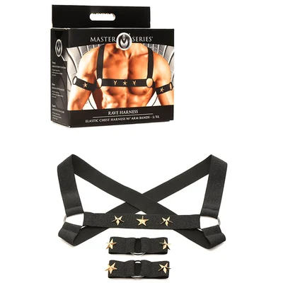 master series rave elastic chest harness with arm bands