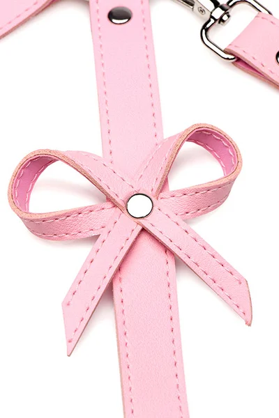 Strict Bowtiful Pink Bondage Harness with Wrist Cuffs — image 3 of 4