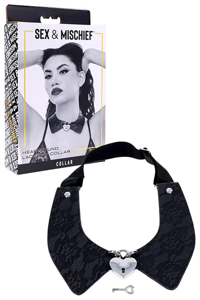 Sex & Mischief Heartbound Lace Day Collar With Heart Lock — image 2 of 6