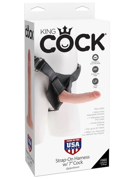 King Cock Strap-on Harness with 7 inches Cock Flesh Dildo — image 4 of 6