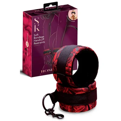 secret kisses rosegasm cuffs with satin blindfold
