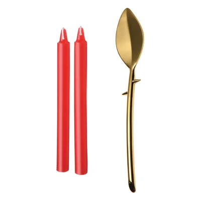drip sensation spoon and wax play candle set
