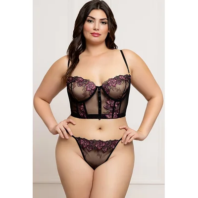 midnight rose 2 piece bustier thong set by seven til midnight