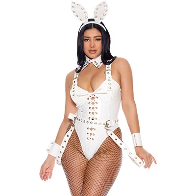 stud me out 5 piece white bunny costume by forplay