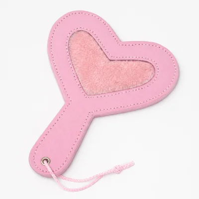 vush australia vush furry heart pink leather paddle