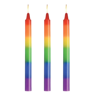 pride rainbow drip candle set