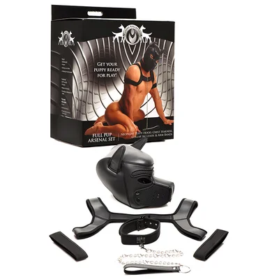 master series full pup arsenal neoprene puppy set with hood chest harness collar leash arm bands