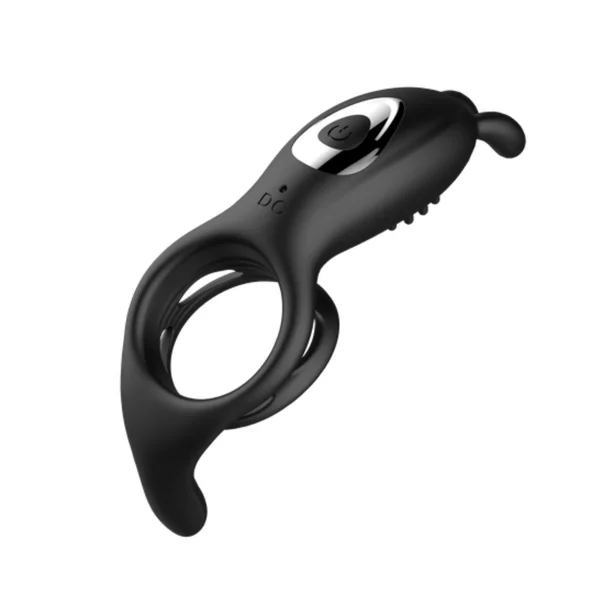 Silicone Vibrating Rabbit Cock Ring with Extended Ball Tickler — image 8 of 9