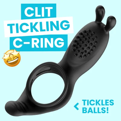 silicone vibrating rabbit cock ring with extended ball tickler