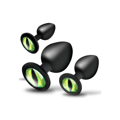 creature eyes green eye silicone butt plug set