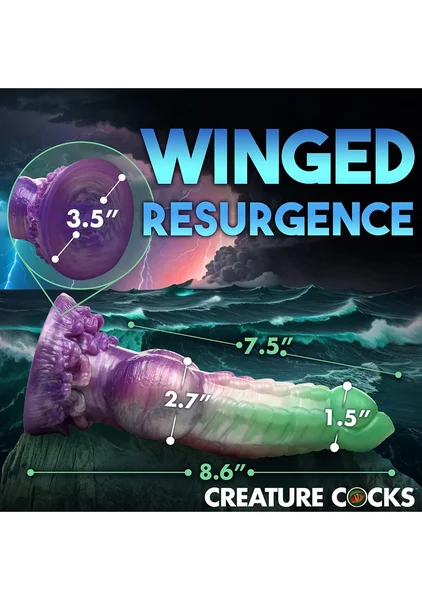 Creature Cocks - Aqua Phoenix Silicone Dildo — image 8 of 9