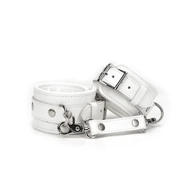 fuji white leather ankle cuffs