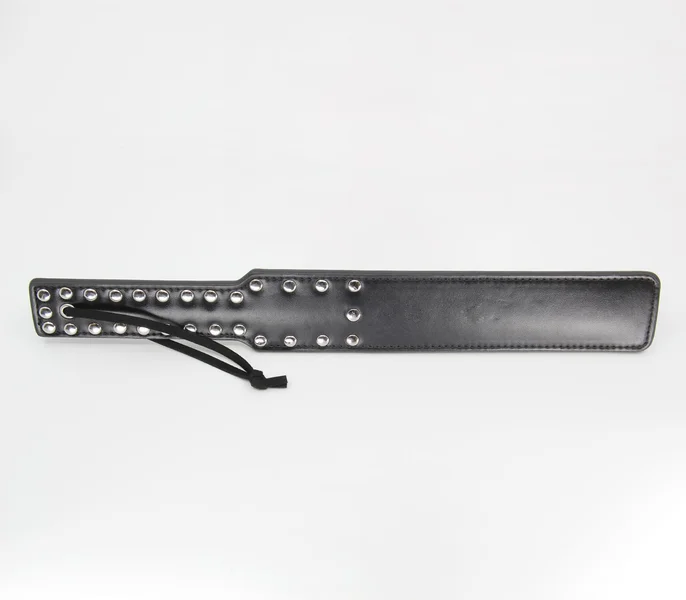 Vegan Black Leather Paddle with Silver Studs — image 2 of 2