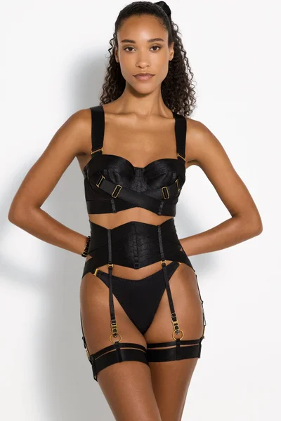 Signature Wide Strap Garters (pair): Black — image 2 of 9