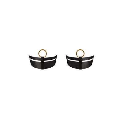 signature wide strap garters pair black