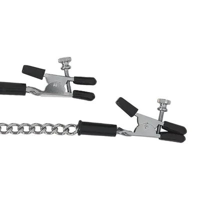 alligator tip clamp with jewel chain silver