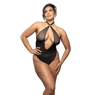 onyx rhinestone teddy plus size