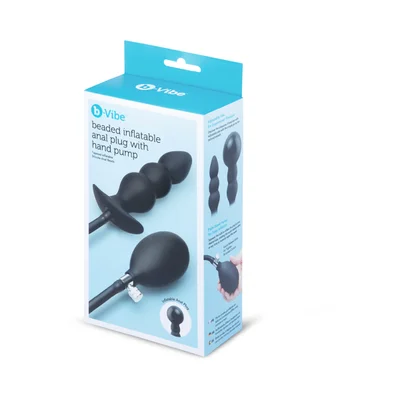 b vibe beaded inflatable anal plug with hand pump