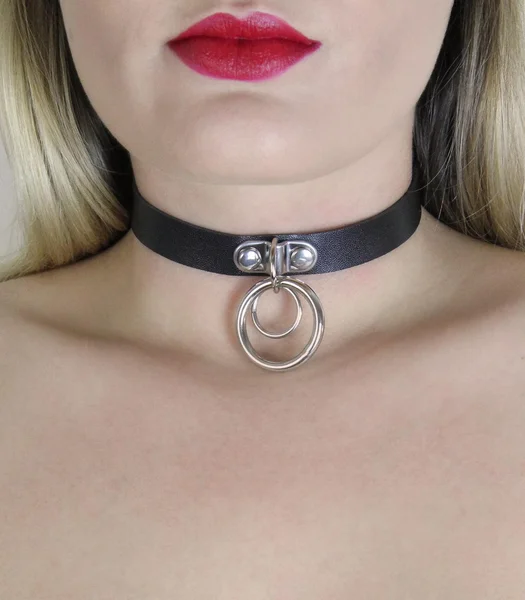 Vegan Bondage Collar with Double Rings — image 2 of 5