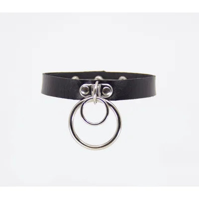 vegan bondage collar with double rings