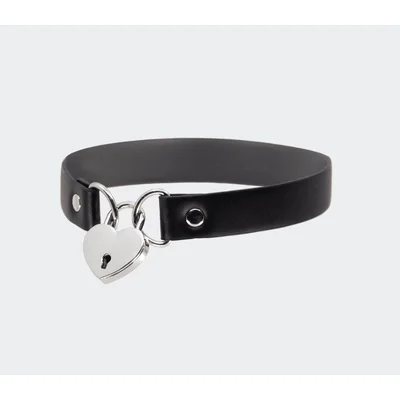 vegan heart locking bondage collar