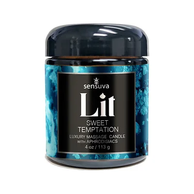 lit sweet temptation luxury massage candle with aphrodisiacs