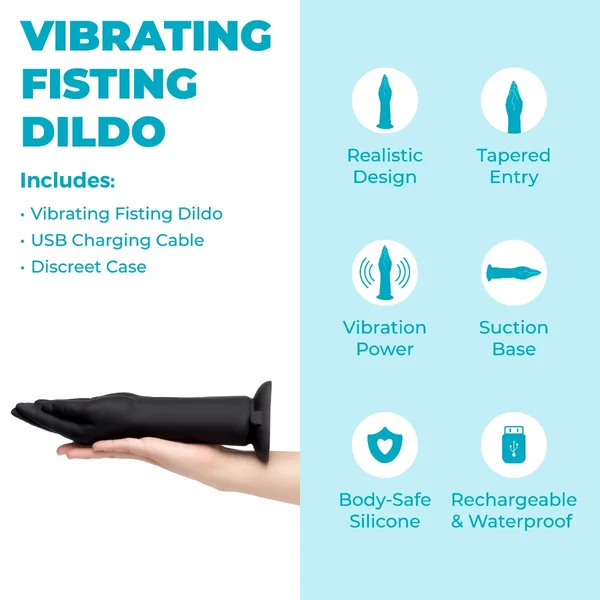 10.5 Inch Vibrating Silicone Hand Fisting Dildo with Suction Base — image 7 of 8