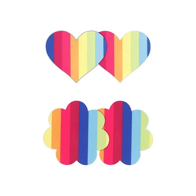pretty pasties pride heart and flower rainbow 2 pair