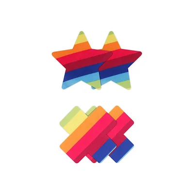 pretty pasties pride cross and star rainbow 2 pair