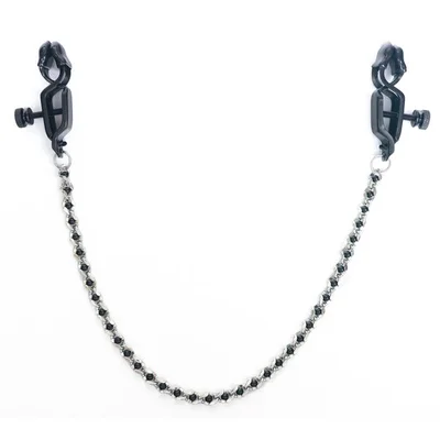 open wide black clamps beaded chain