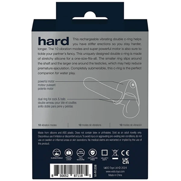 Vedo Hard Silicone Rechargeable Dual Vibrating Cock Ring — image 8 of 8