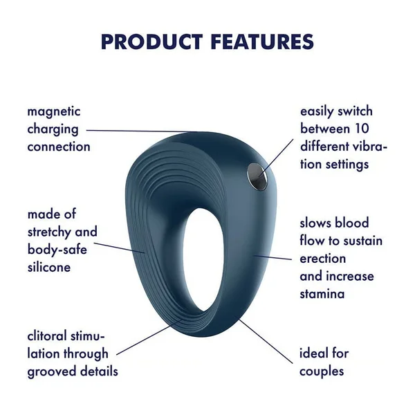 Satisfyer Power Ring Silicone Magnetic Recharge USB Couples Cock Ring — image 2 of 5