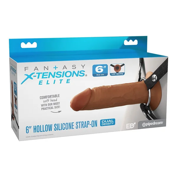 6 Inch Ultra Realistic Dual Density Mocha Brown Silicone Hollow Strap On for Men — image 8 of 8