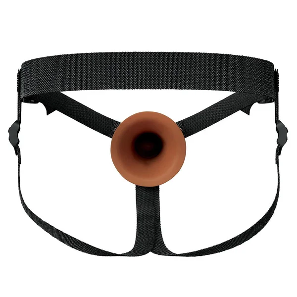 6 Inch Ultra Realistic Dual Density Mocha Brown Silicone Hollow Strap On for Men — image 6 of 8