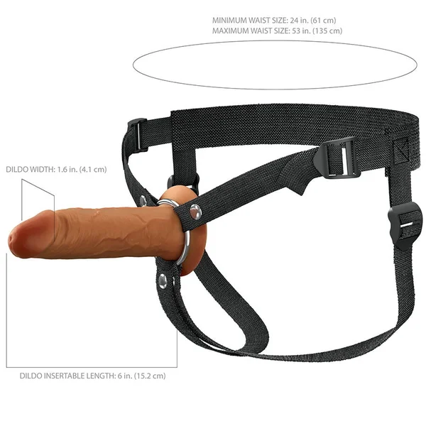 6 Inch Ultra Realistic Dual Density Mocha Brown Silicone Hollow Strap On for Men — image 3 of 8