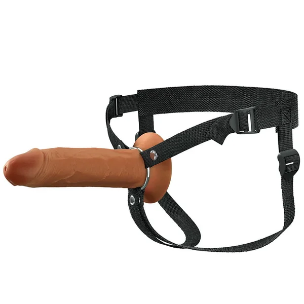 8 Inch Ultra Realistic Mocha Brown Dual Density Silicone Hollow Strap On for Men — image 7 of 8