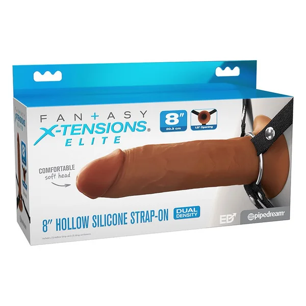8 Inch Ultra Realistic Mocha Brown Dual Density Silicone Hollow Strap On for Men — image 8 of 8