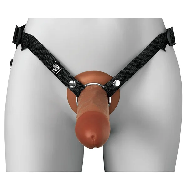 8 Inch Ultra Realistic Mocha Brown Dual Density Silicone Hollow Strap On for Men — image 2 of 8