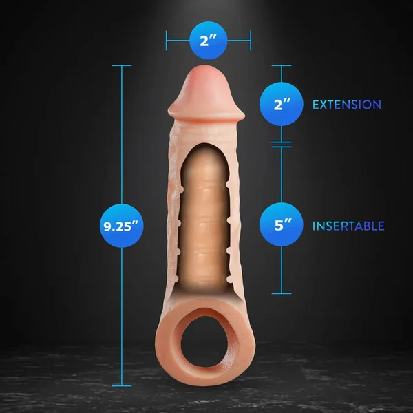 Intrepid 9.25 Inch Realistic Dual Density Silicone Penis Extender Sleeve — image 8 of 11