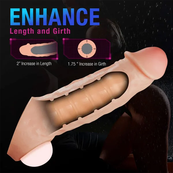Intrepid 9.25 Inch Realistic Dual Density Silicone Penis Extender Sleeve — image 9 of 11