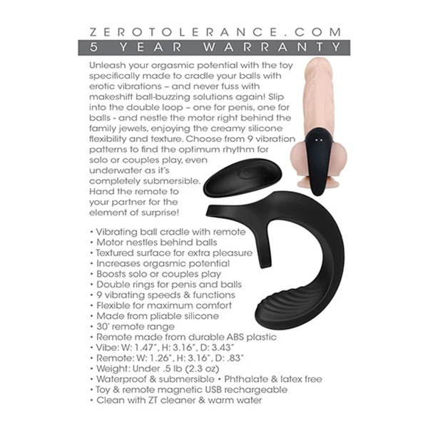 Vibrating Multi-Speed Silicone Ball Cradle by Zero Tolerance — image 5 of 5