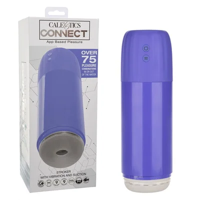 connect rechargeable app controlled vibrating and sucking stroker