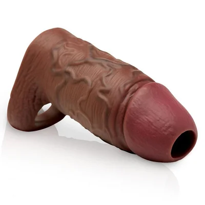 dark skin xl girth open tip silicone penis extension sleeve