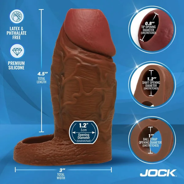 Dark Skin XL Girth Open Tip Silicone Penis Extension Sleeve — image 3 of 6